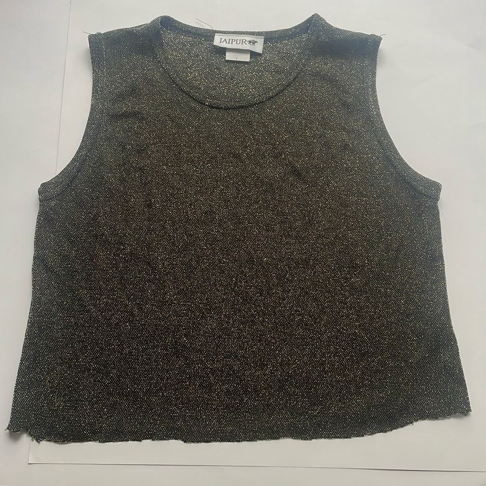 Mesh Sparkly Gold Crop Tank